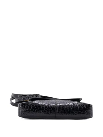 Pre-owned Balenciaga Xx Flap Street Shoulder Bag Crocodile Embossed Leather Small Hobo Bag In Black