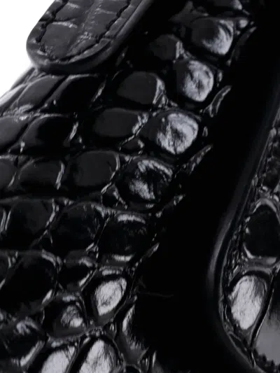 Pre-owned Balenciaga Xx Flap Street Shoulder Bag Crocodile Embossed Leather Small Hobo Bag In Black