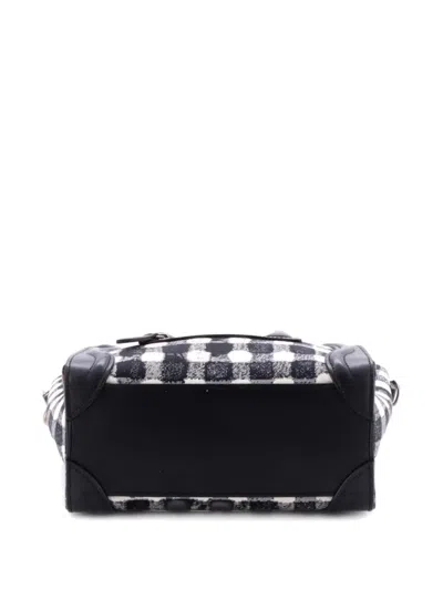 Pre-owned Celine Luggage Bag Printed Jacquard And Leather Nano Satchel In Black