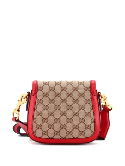 Pre-owned Gucci Lady Web Shoulder Bag Gg Canvas Small Crossbody Bag In Brown