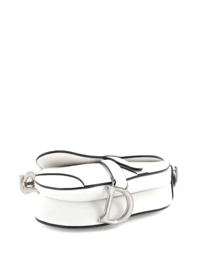 Pre-owned Dior Saddle Handbag Leather Mini Shoulder Bag In White