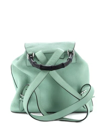 Pre-owned Gucci Bamboo Tassel Leather Medium Backpack In Green