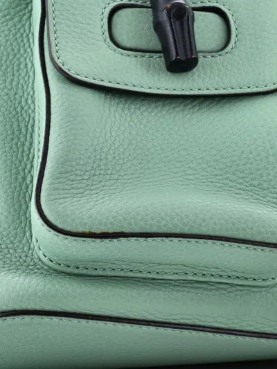 Pre-owned Gucci Bamboo Tassel Leather Medium Backpack In Green