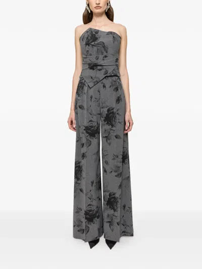 Nissa Sleeveless Floral-print Top In Black