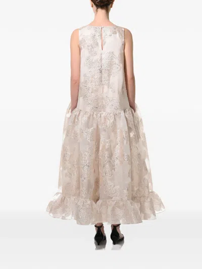 Anouki Embroidered Sleeveless Midi Dress In Neutral