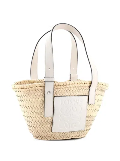 Pre-owned Loewe Basket Raffia Small Tote Bag In Neutral