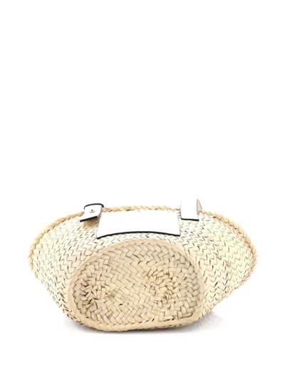Pre-owned Loewe Basket Raffia Small Tote Bag In Neutral