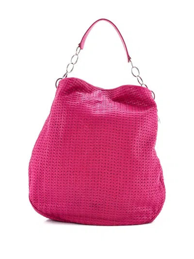 Pre-owned Dior Soft Lady Woven Leather Large Hobo Bag In Purple