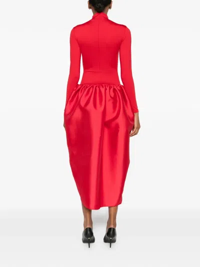 Atu Body Couture Long-sleeve Asymmetric Dress In Red