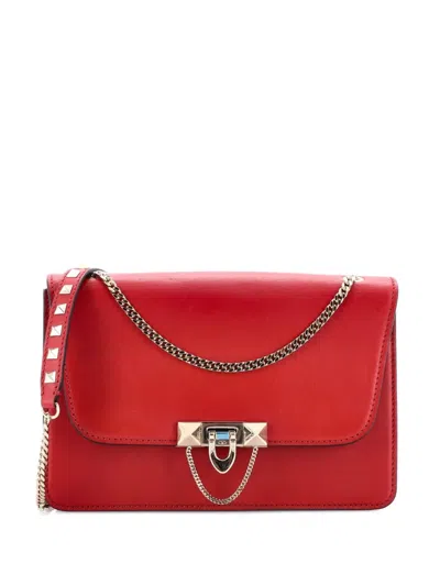 Pre-owned Valentino Garavani Demilune Leather Small Shoulder Bag In Red