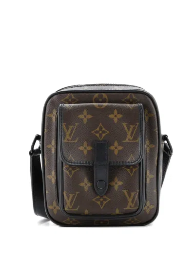 Pre-owned Louis Vuitton Christopher Wearable Wallet Macassar Monogram Canvas Crossbody Bag In Brown