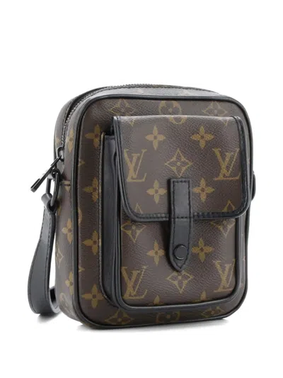 Pre-owned Louis Vuitton Christopher Wearable Wallet Macassar Monogram Canvas Crossbody Bag In Brown