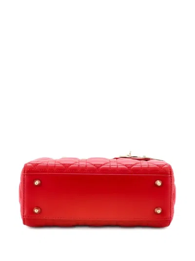 Pre-owned Dior My Abc Lady  Bag Cannage Quilt Leather Small Satchel In Red
