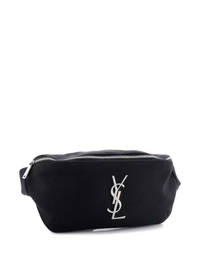Pre-owned Saint Laurent Classic Monogram Canvas Belt Bag In Black