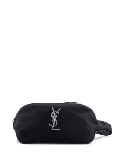Pre-owned Saint Laurent Classic Monogram Canvas Belt Bag In Black