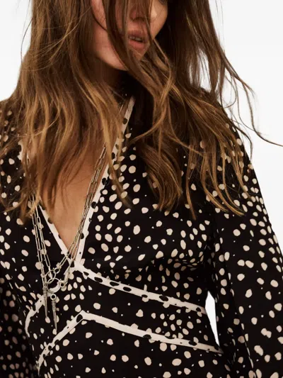 Ba&sh Derby Polka-dot V-neck Maxi Dress In Black