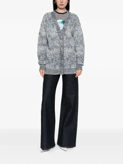 Rabanne V-neck Button-front Cardigan In Gray