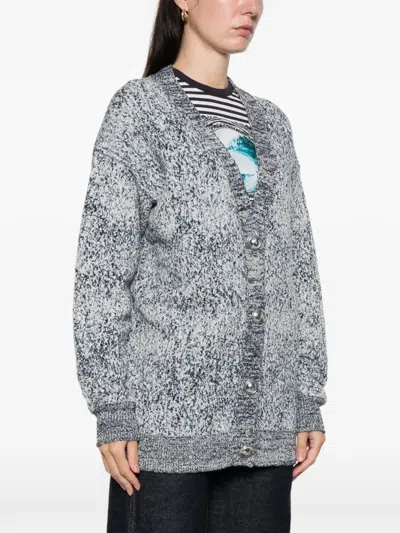 Rabanne V-neck Button-front Cardigan In Gray