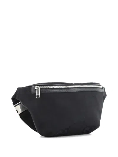Pre-owned Gucci Jumbo Gg Canvas Large Belt Bag In Black