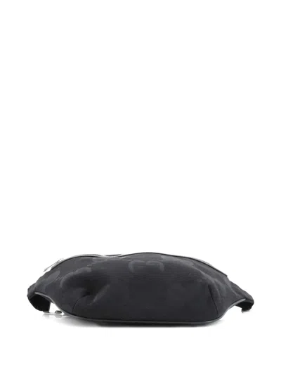 Pre-owned Gucci Jumbo Gg Canvas Large Belt Bag In Black