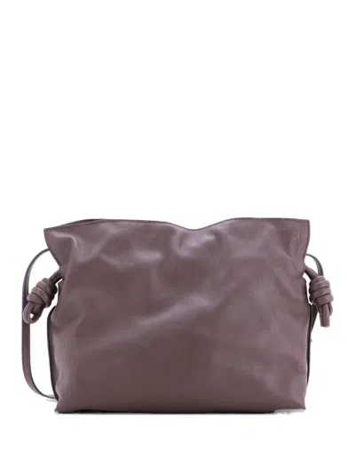 Pre-owned Loewe Flamenco Knot Leather Medium Clutch Bag In Brown