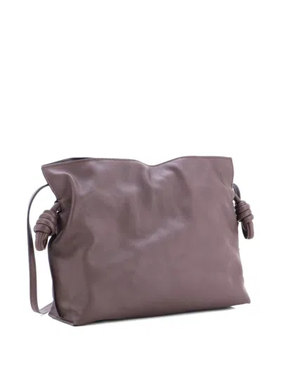 Pre-owned Loewe Flamenco Knot Leather Medium Clutch Bag In Brown