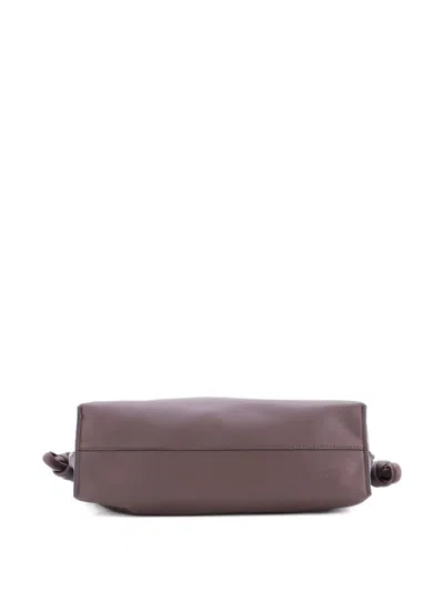 Pre-owned Loewe Flamenco Knot Leather Medium Clutch Bag In Brown