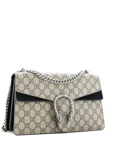 Pre-owned Gucci Dionysus Bag Gg Coated Canvas And Leather Small Shoulder Bag In Black