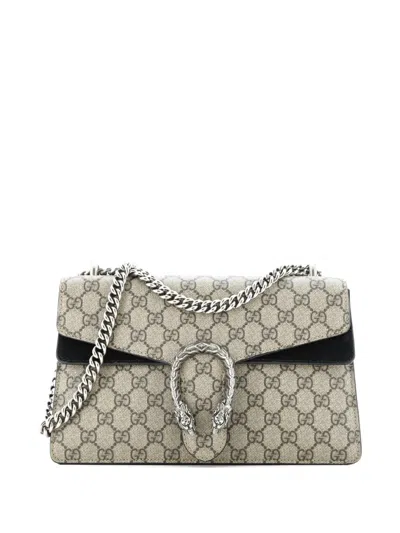 Pre-owned Gucci Dionysus Bag Gg Coated Canvas And Leather Small Shoulder Bag In Black