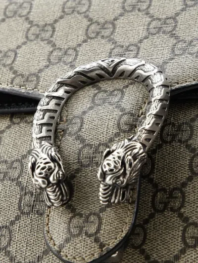 Pre-owned Gucci Dionysus Bag Gg Coated Canvas And Leather Small Shoulder Bag In Black