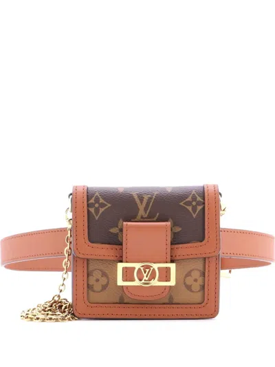 Pre-owned Louis Vuitton Dauphine Bumbag Reverse Monogram Canvas Bb Belt Bag In Brown