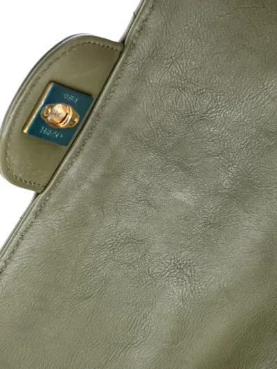 Pre-owned Chanel Classic Single Flap Bag Chevron Iridescent Crumpled Calfskin Mini Crossbody Bag In Green