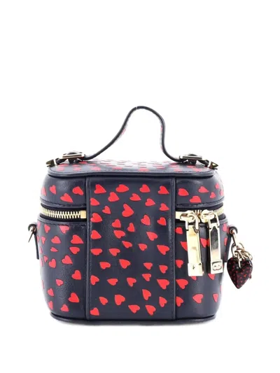 Pre-owned Dior Lady  Vanity Case Printed Leather Micro Crossbody Bag In Blue