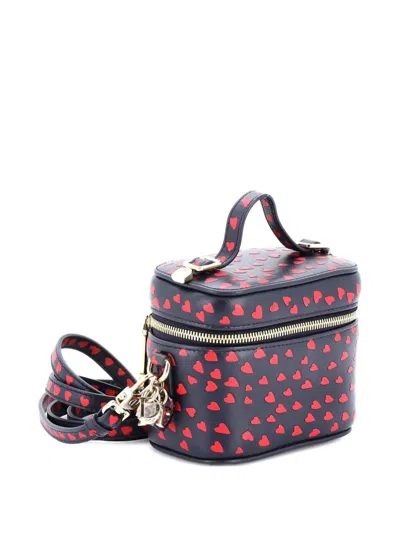 Pre-owned Dior Lady  Vanity Case Printed Leather Micro Crossbody Bag In Blue