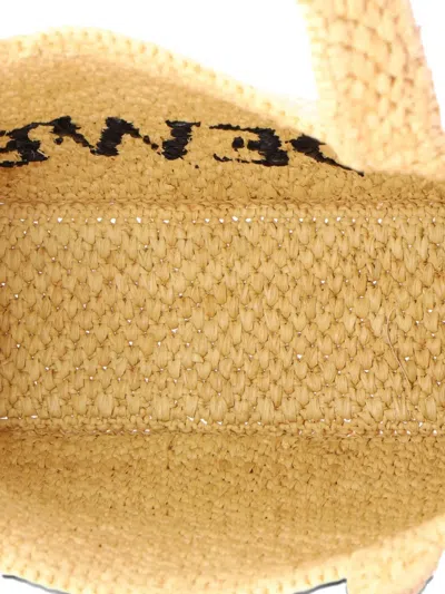 Pre-owned Loewe Paula's Ibiza Logo Convertible Raffia Small Tote Bag In Neutral