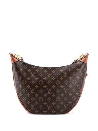 Pre-owned Louis Vuitton Loop Reverse Monogram Canvas Hobo Bag In Brown