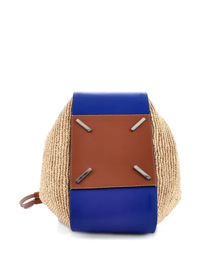 Pre-owned Loewe Hammock Raffia Medium Hobo Bag In Blue