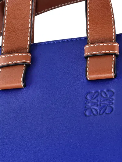 Pre-owned Loewe Hammock Raffia Medium Hobo Bag In Blue