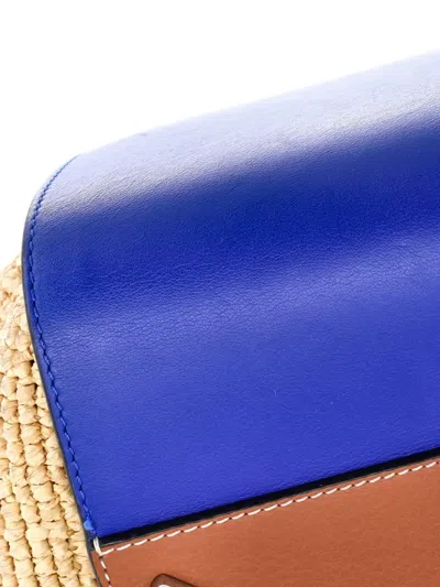 Pre-owned Loewe Hammock Raffia Medium Hobo Bag In Blue