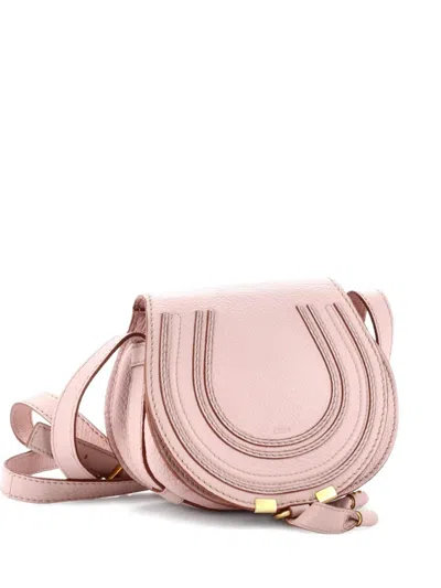Pre-owned Chloé Marcie Leather Mini Crossbody Bag In Pink