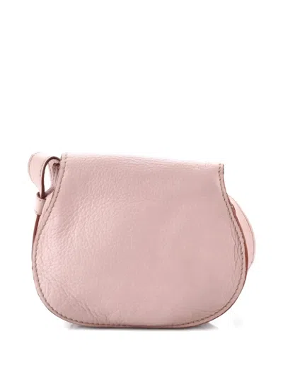 Pre-owned Chloé Marcie Leather Mini Crossbody Bag In Pink