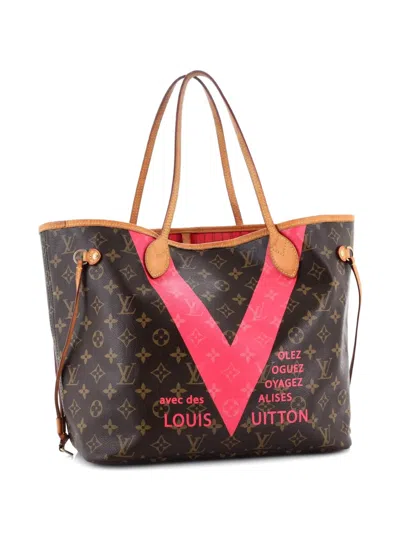 Pre-owned Louis Vuitton Neverfull Nm Limited Edition Cities V Monogram Canvas Mm Tote Bag In Brown