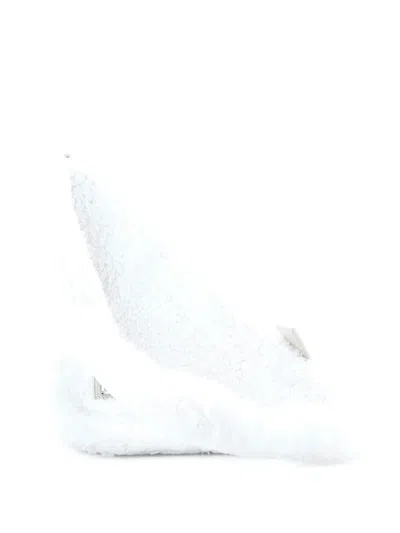 Pre-owned Prada Triangle Logo Zip Terry Cloth Small Crossbody Bag In White