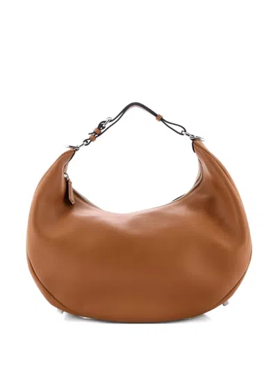 Pre-owned Fendi Graphy Bag Leather Medium Hobo Bag In Brown