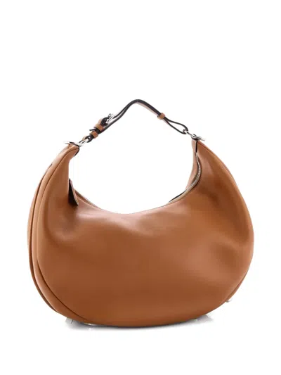 Pre-owned Fendi Graphy Bag Leather Medium Hobo Bag In Brown