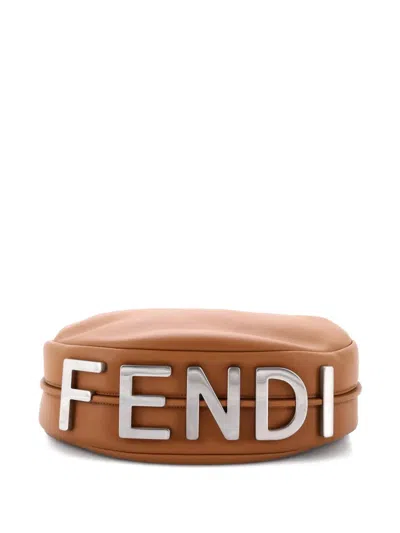 Pre-owned Fendi Graphy Bag Leather Medium Hobo Bag In Brown