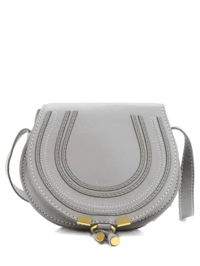 Pre-owned Chloé Marcie Leather Mini Crossbody Bag In Gray