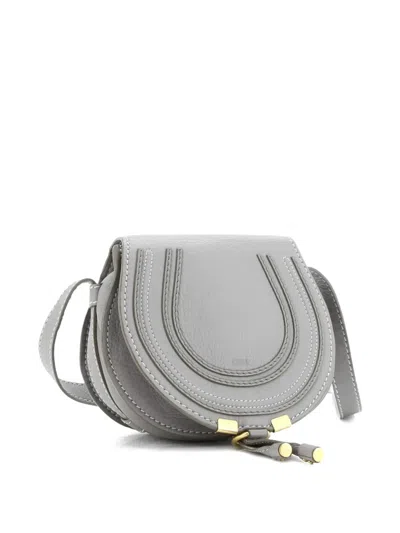 Pre-owned Chloé Marcie Leather Mini Crossbody Bag In Gray
