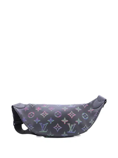 Pre-owned Louis Vuitton Comet Bumbag Spotlight Monogram Giant Leather Belt Bag In Black