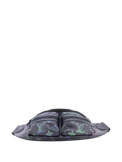 Pre-owned Louis Vuitton Comet Bumbag Spotlight Monogram Giant Leather Belt Bag In Black